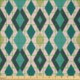 thumbnail image 2 of Ambesonne Geometric Fabric by the Yard Microfiber, Zigzags and Rhombuses, 10 Yards, Teal Blush and Khaki, 2 of 2