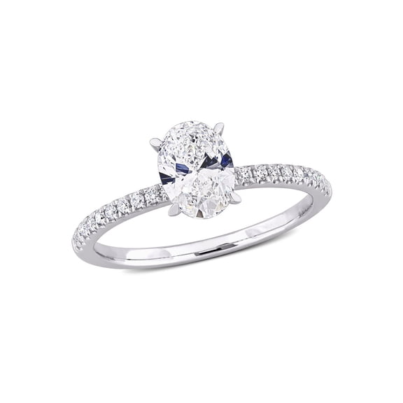 1.16 Carat (Ctw VS1-VS2) Lab-Grown Oval-Cut Diamond Solitaire Engagement Ring 14K White Gold for Women