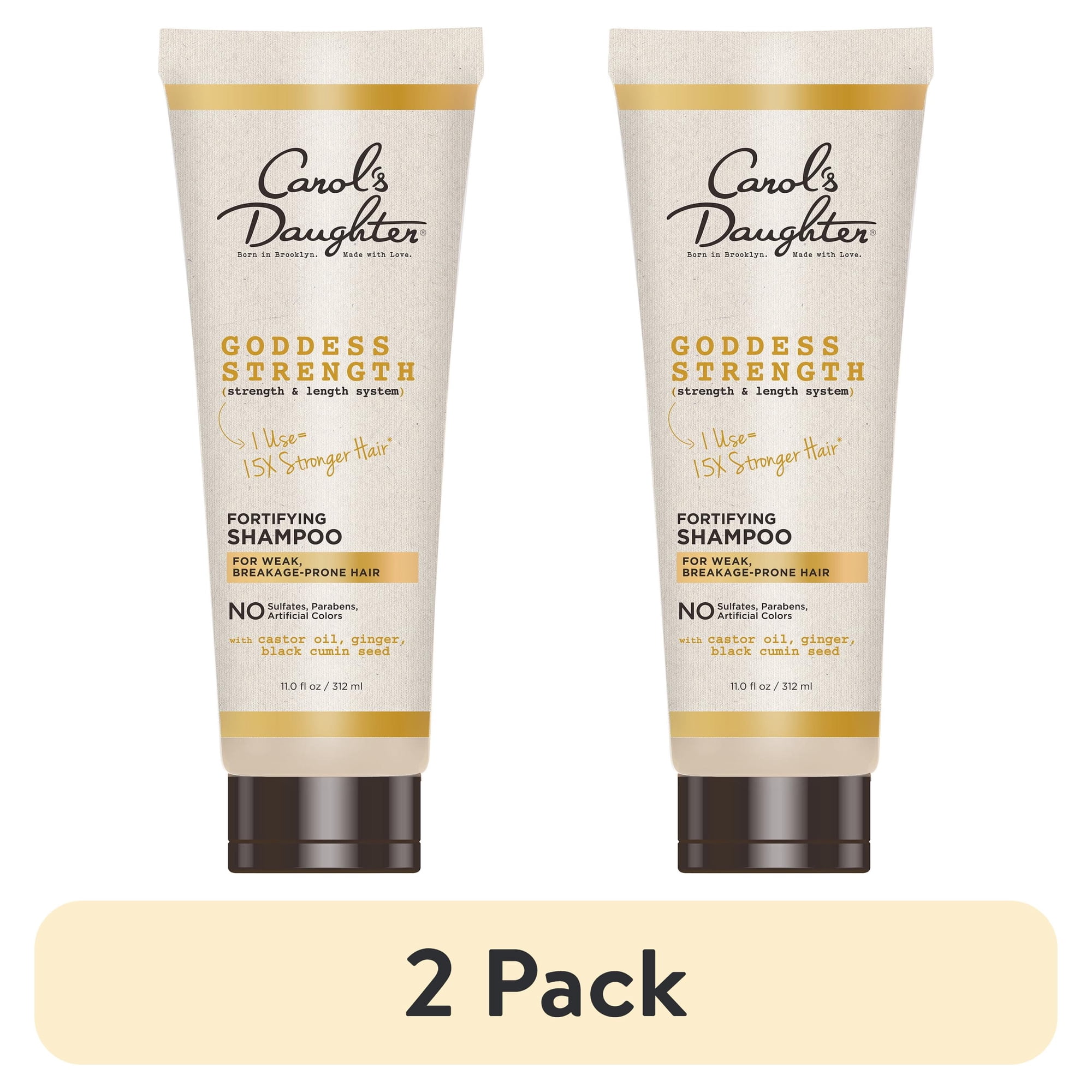 (2 pack) Carol's Daughter Goddess Strength Adult Sulfate Free Moisturizing Shampoo with Castor Oil, 11 fl oz