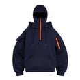 thumbnail image 2 of ASDFVBKG Men's Hoodies Balaclava Quarter Zip Up Double Hooded Sweatshirts Windproof Athletic Hoodie with Mask Long Sleeve Winter Lightweight Coats Jacket with Pockets Navy L, 2 of 6