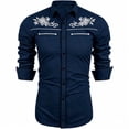 thumbnail image 4 of SGMVNU Boys Girls Western Cowboy Shirts Retro Long Sleeve Button Down Shirt Kids Fashion Cowboy Outfit for Halloween, Size 6-7 Years, Navy, 4 of 4