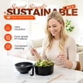 thumbnail image 2 of 2026 Microwave Ramen Noodle Bowl Set with Lid & Utensils, Ramen Cooker with Chopsticks/Spoon/Fork for Dorm & Apartment, Dishwasher Safe with Strainer and Handles (Beige), 2 of 8