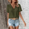 thumbnail image 5 of Womens Chiffon Pom Poms Tops Short Sleeve V Neck Shirts Lace-Trim Lightweight Blouses Dressy Fashion T-Shirt Going Out Tops Casual Business Outfits Spring Summer Clothes 2026, 5 of 8
