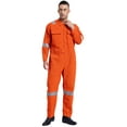 thumbnail image 3 of Moggemol Men's 100% Cotton Work Overalls Reflective Strips Jumpsuit Dustproof Dungarees Coveralls Orange 3XL/185, 3 of 7