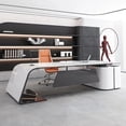 thumbnail image 1 of Luxury Console Conference Office Desks Storage Reception L Shaped Wooden Shelf Study Corner Mesa Escritorio Office Accessories My Lux Decor Round, 1 of 9