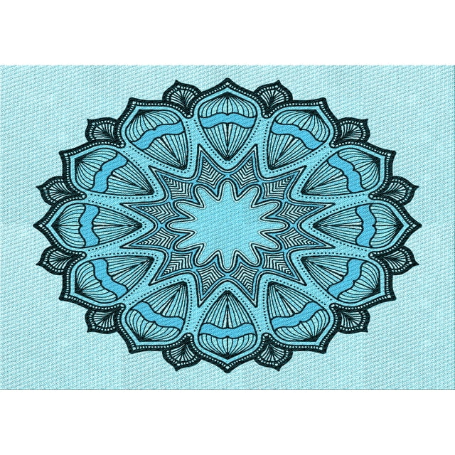 Ahgly Company Machine Washable Indoor Rectangle Transitional Aquamarine Stone Green Area Rugs, 5' x 7'