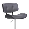 thumbnail image 6 of Adjustable Gray Tufted Faux Leather Black and Chrome Swivel Barstool., 6 of 10