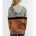 thumbnail image 4 of Sudadera con capucha de manga larga para mujer con bolsillos y detalle de costura, color marrón, talla S, con estampado de leopardo y efecto tie dye, 4 of 7