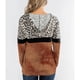 thumbnail image 4 of Sudadera de manga larga para mujer, bolsillo con cremallera, marrón, talla M, perfecta para el hogar, los viajes y la oficina. Sudadera con capucha con estampado de leopardo y costuras, 4 of 7