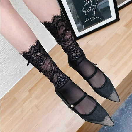 

Tangnade Fashion Womens Summer Breathable Stockings Lace Bow Cute Stockings Womens Socks