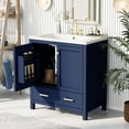 thumbnail image 3 of 30" Bathroom Vanity with Sink Set, Solid Wood Bathroom Cabinet with One Drawer and Storage Doors, Multi-function Single Bathroom Vanity with Undermount Sink, Blue, 3 of 18