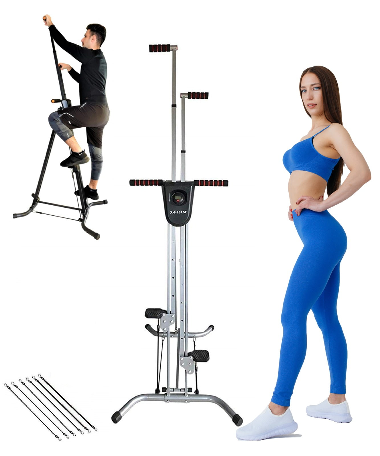 Vertical Climber X-Factor Maxi Workout Fitness Gym Machine w 3 Resistance Bands 