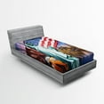 thumbnail image 1 of Ambesonne United States Fitted Sheet, USA Touristic Concept, Twin Size, Multicolor, 1 of 2