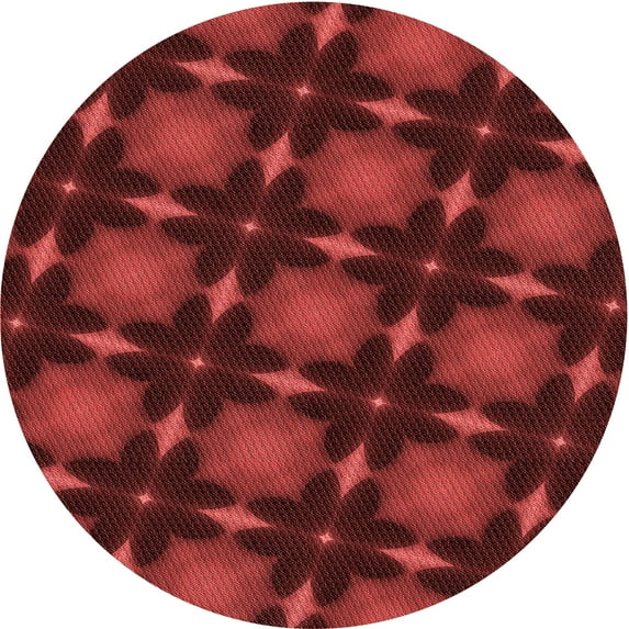 Ahgly Company Machine Washable Indoor Round Transitional Red Area Rugs, 4' Round