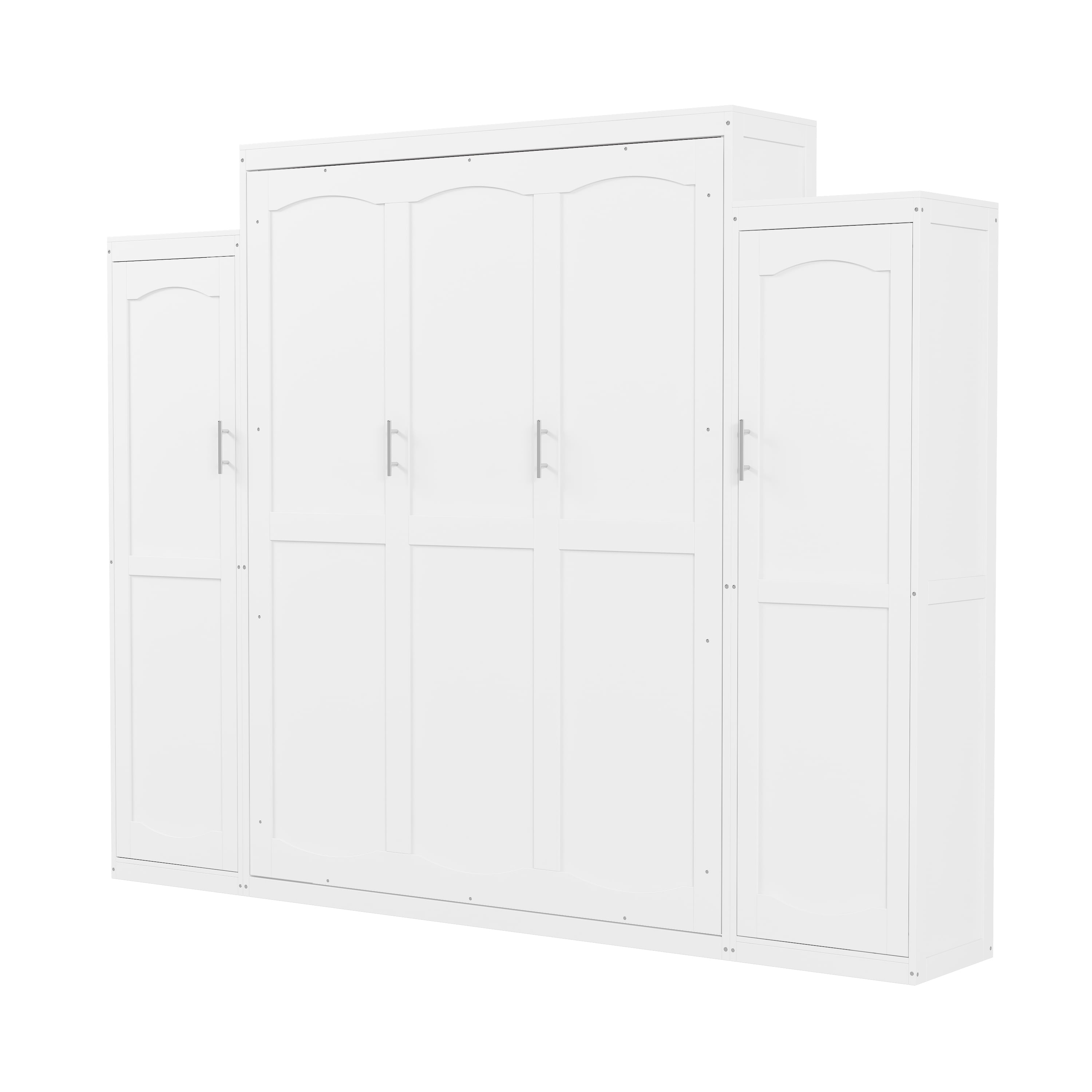 Euroco Wood Queen Size Murphy Bed with Storage Shelves, Wall Bed with Wardrobe for Bedroom