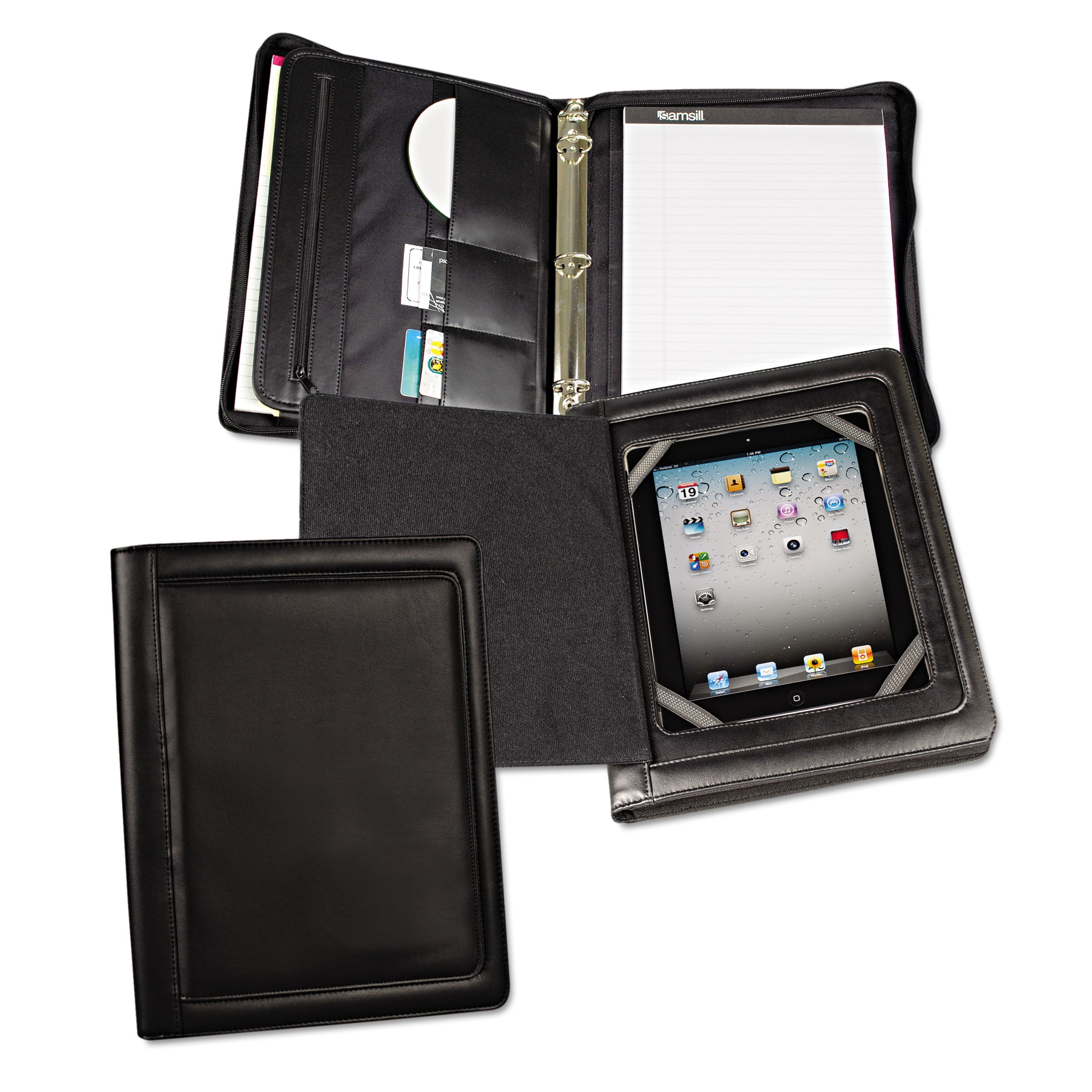 Samsill iPad Zipper Binder With Flap, Vinyl, Black