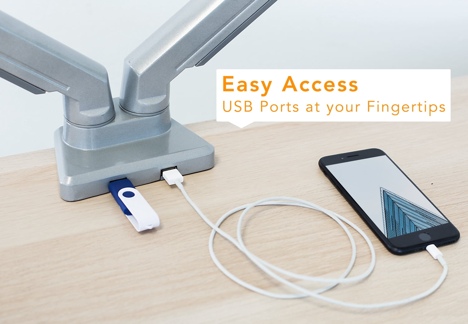 Mount-It! Dual Monitor Desk Mount w/ USB Ports | Fits 21-32 Inch Screens