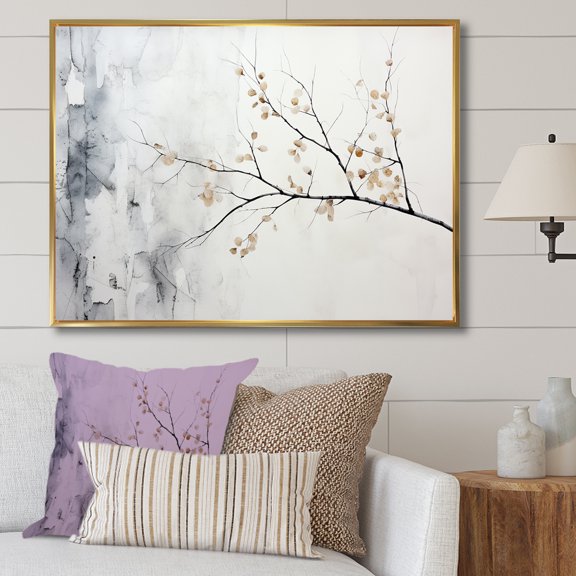 Designart "Monochrome Birch Serenity I" Tree Birch Floater Framed Canvas Prints