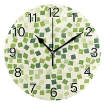 Ryvnso Green Geometric Wall Clock Non Ticking Silent Kitchen Clock Battery Operated Clocks 10 inch