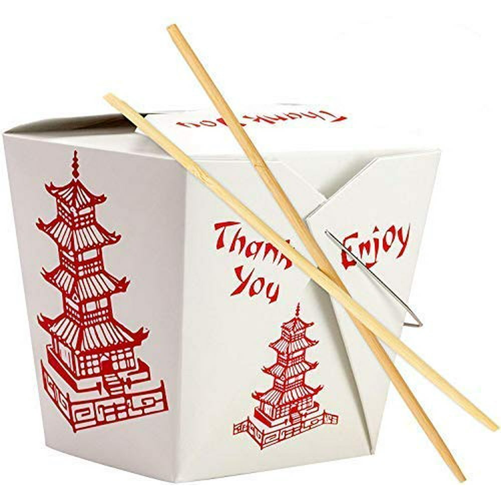 25 Chinese Design 32 Oz Take Out Food Containers and 50 Premium