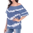 thumbnail image 1 of Women Gradient Tie-Dye Printed Pocket Side Split Crew Neck Short Sleeves Shirt, 1 of 7