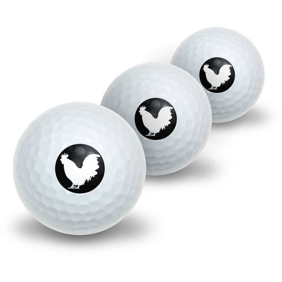 Rooster Cock Novelty Golf Balls, 3pk