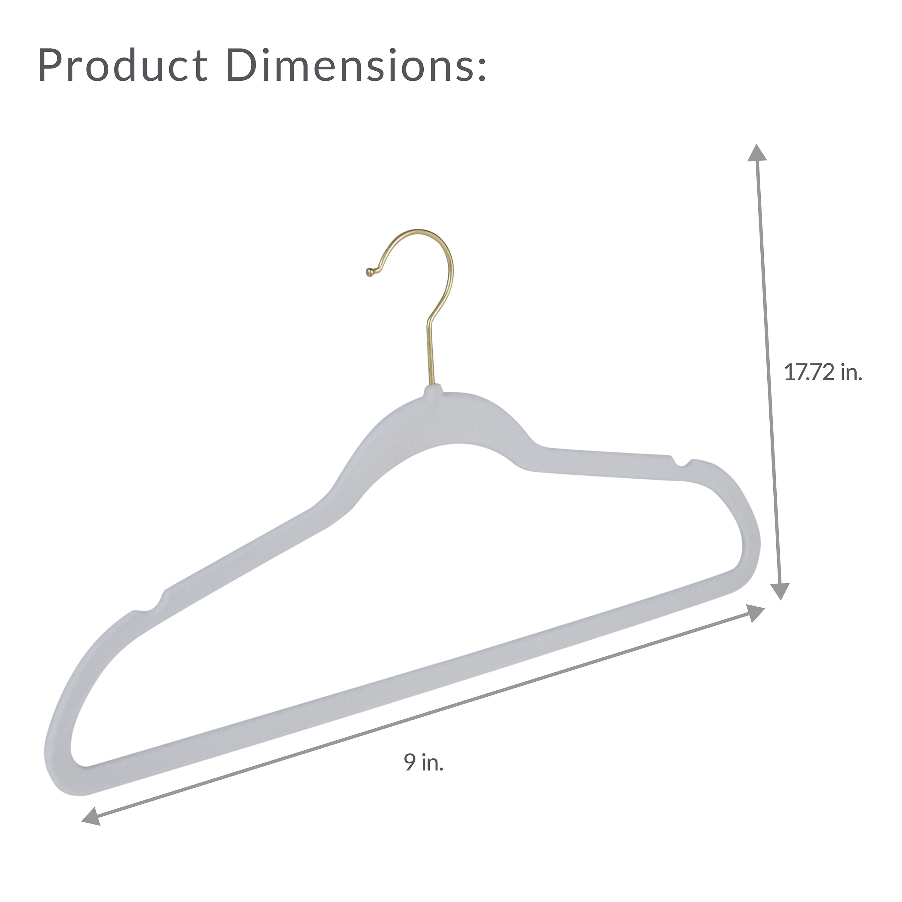 Simplify 75 Pack Slim Velvet Gold Hook Hangers in White