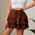 thumbnail image 4 of Flowy Shorts for Women Boho Ruffle Tiered Butterfly Skorts High Waist Mini Skirts Casual Shorts, 4 of 7
