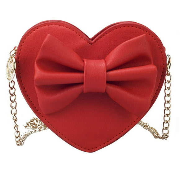 Mily Mini Sac à Main en Forme de Cœur Porte-Monnaie pour Tout-Petits Petites Filles Rouge