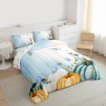 thumbnail image 3 of Homewish Autumn Fall Pumpkin Queen Comforter Set,Rustic Harvest Bedding Sets,Blue Orange White Bedding Comforter Set For Girl Boy,Super Cozy Room Decor Reversible,3pcs, 3 of 8