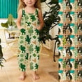 thumbnail image 2 of DGMIOCS Girls St. Patrick's Day Sleeveless Jumpsuit with Pockets Boho Floral Printed Cute Outfits Light Green 13-14Y, 2 of 6