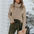 thumbnail image 4 of Women's Casual Sweater Turtleneck Long Sleeve Solid Loose Knit Sweater, 4 of 5