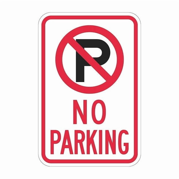 Lyle No Parking Sign, 12" W, 18" H, English, Aluminum, White T1-2888-HI_12x18