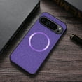 thumbnail image 2 of Allytech for Google Pixel 9 Pro XL Case, Magnetic MagSafe Retro PU Leather Cloth Fabric Pattern Shockproof TPU Anti-Scratch Slim Classic Business Case Cover for Google Pixel 9 Pro XL, Purple, 2 of 6