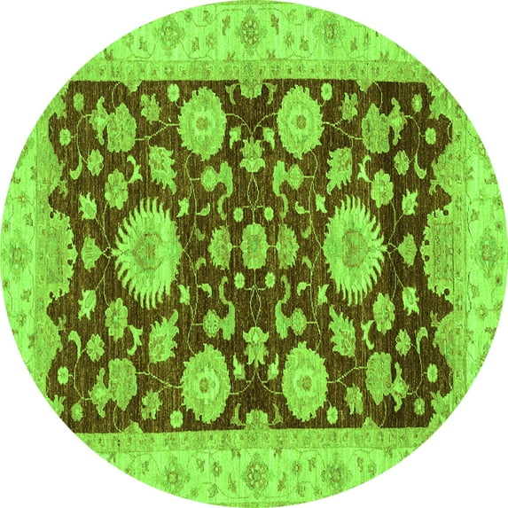 Ahgly Company Indoor Round Oriental Green Traditional Area Rugs, 6' Round