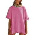 thumbnail image 2 of Breezora Oversized Cotton Tee for Women Soft Breathable Short Sleeve Crewneck Tshirt Trendy Relaxed Fit Summer Essential Top XL Size Pink, 2 of 5