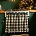 thumbnail image 4 of DeChang Christmas Oven Door Curtain, Plaid Festive Kitchen Half Curtain with Bowknot Lace Ruffle Trim, Washable Easy Install Vintage Holiday Home Appliance Decor,Multicolor A, 4 of 6