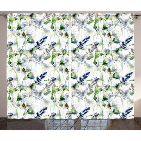 Flower Curtains 2 Panels Set Fl Pattern With Sweet Pea Blossoms Flower Curtains 2 Panels Set Fl Pattern With Sweet Pea Blossoms In Watercolor Paint Effect Spring Theme Window D For Living Room