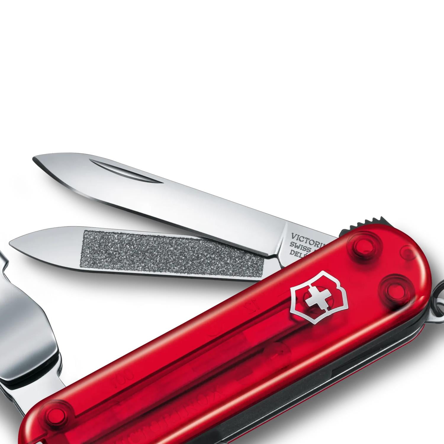 Victorinox Nail Clip 580, 8 Functions, Swiss Made Multi-Tool with Nail File, Nail Cleaner and Small Blade - Ruby
