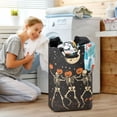 thumbnail image 5 of Yayeee Freestanding Laundry Hamper with Handle Collapsible Large Storage Basket for Clothes, Black Halloween Dancing Skeleton, 5 of 7