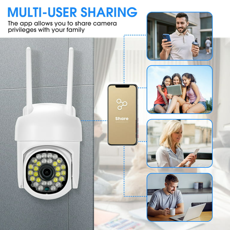 grus Husarbejde detekterbare 2K Outdoor Security Camera for Home Security, Wireless WiFi IP Surveillance  Camera with 360° PTZ View, Motion Detection, Auto Tracking,Two Way Talk,  Color Night Vision, Audio Recording - Walmart.com