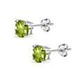 thumbnail image 2 of Peridot 6mm Round-Cut Solitaire Sterling Silver Stud Earrings, 2 of 3
