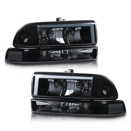 LED Headlight Black Housing Smoked Lamp Fit For Chevy Blazer S10 1998-2004