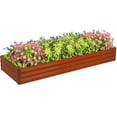 thumbnail image 2 of Outsunny 95" x 36" x 12" Galvanized Raised Garden Bed, Metal Elevated Planter Box, Easy DIY and Cleaning for Growing Flowers, Herbs, Natural Wood, 2 of 9