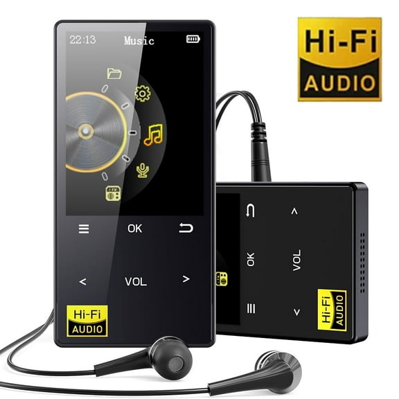 32GB MP3 Player with Bluetooth 5.4,Portable Lossless HiFi Sound Music Player with HD Speaker,Digital Audio Player,E-Book/Recorder/FM Radio,Touch Buttons,Support up to 128GB for Running,Walking