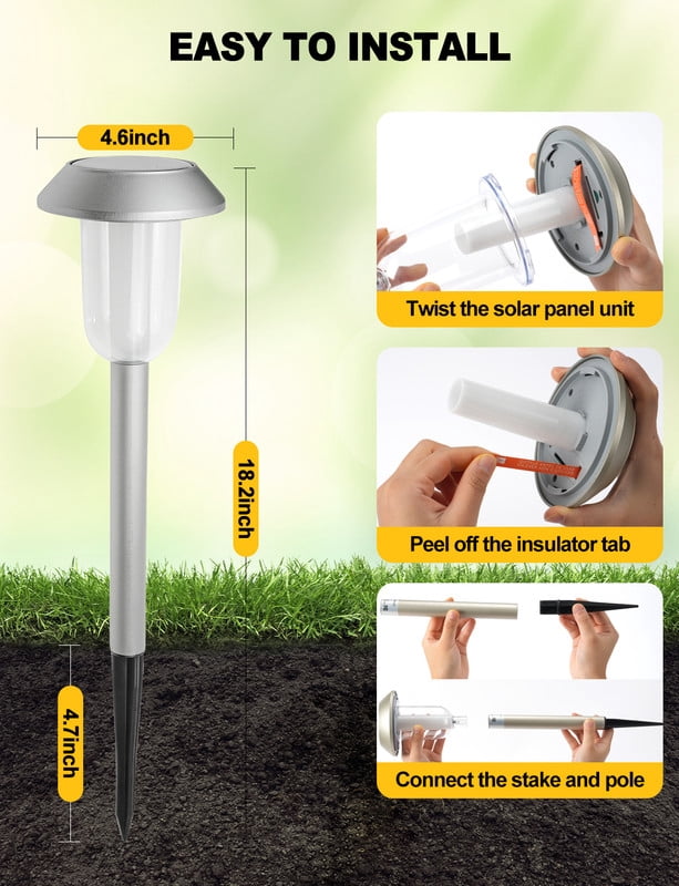 SUNLINKCO Solar Garden Lights Outdoor, 8 Pack Solar Powered Lawn Lights, 3000K Warm White, Outside Waterproof Decor Landscape Lighting, Auto On/Off, Walkway Light for Pathway, Yard, Driveway