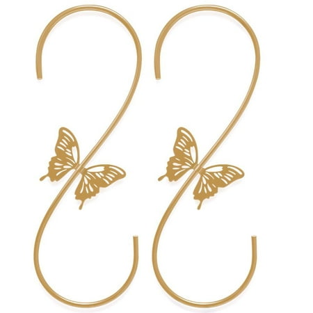 

2Pcs Bird Feeders Hanger Metal Iron Hummingbird Feeders Hook Outdoor Steel S Hook with Butterfly Design for Hanging Plant Wind Chimes