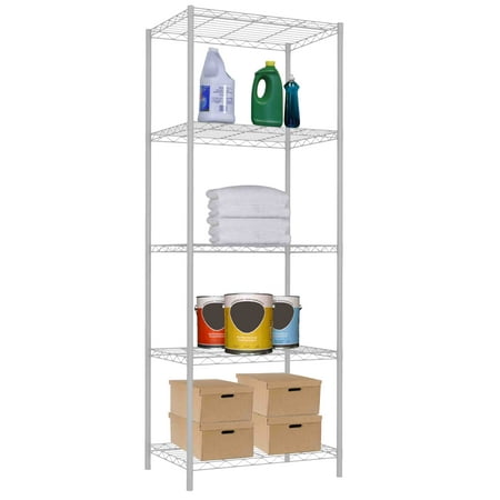 Home Basics 5 Tier Steel Wire Shelf, White