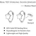 thumbnail image 7 of Solid 925 Sterling Silver Star Hoop Earrings for Women Teens Star Huggie Earrings Cartilage Hoops, 7 of 7