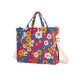 thumbnail image 7 of FORMRS Womens Corduroy Tote Bag Crossbody Shoulder Handbag with Pocket, Red Whimsical Floral, 7 of 7